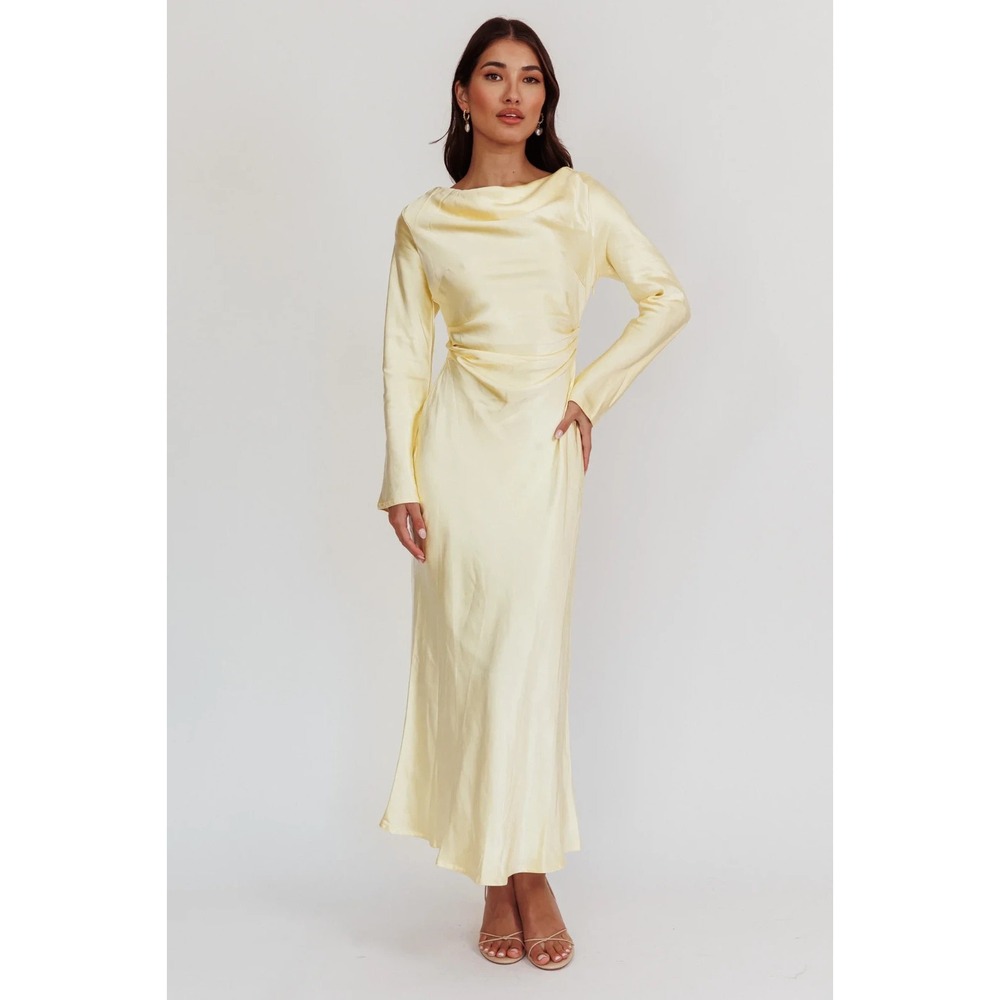 Selfie Leslie Loveland Cowl Back Midi Dress Butter Size XL NWT Elegant Party